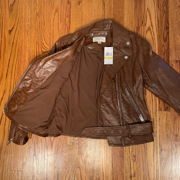 Micheal Kors Brown Leather Jacket - Picture 7 of 8